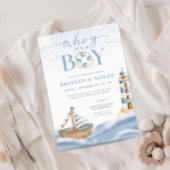 Ahoy It's a Boy 航海の Baby Shower招待状 招待状