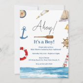 Ahoy It's a Boy 航海の Baby Shower招待状 招待状 (正面)