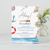 Ahoy It's a Boy 航海の Baby Shower招待状 招待状 (スタンド正面)