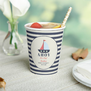 Ahoy It's a Boy 航海の Baby Shower紙カップ 紙コップ
