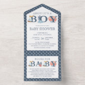 Ahoy It's a Boy 航海の Baby Shower オールインワン招待状 (内側)
