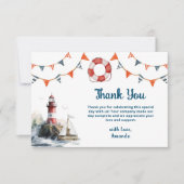 Ahoy It's a Boy 航海の Baby Shower サンキューカード (正面)