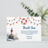 Ahoy It's a Boy 航海の Baby Shower サンキューカード (スタンド正面)