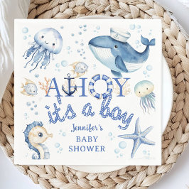 Ahoy It's a Boy 航海の Baby Shower スタンダードカクテルナプキン