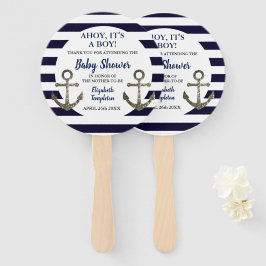 Ahoy It's a Boy 航海の Baby Shower ハンドファン