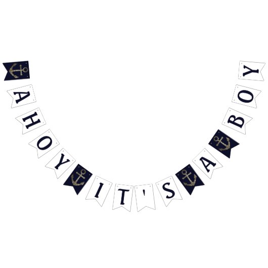 Ahoy It's a Boy 航海の Baby Shower バンティングフラッグ (全)