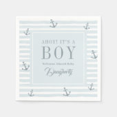 Ahoy It's a Boy 航海の Baby Shower パーソナライズされた スタンダードカクテルナプキン (正面)