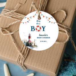 Ahoy It's a Boy 航海の Baby Shower フェイバータグ