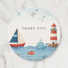 Ahoy It's a Boy 航海の Baby Shower フェイバータグ