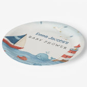 Ahoy It's a Boy 航海の Baby Shower ペーパープレート (アングル)