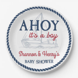 Ahoy It's a Boy 航海の Baby Shower ペーパープレート