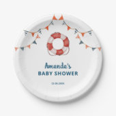 Ahoy It's a Boy 航海の Baby Shower ペーパープレート (正面)