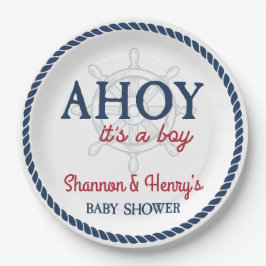 Ahoy It's a Boy 航海の Baby Shower ペーパープレート