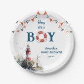Ahoy It's a Boy 航海の Baby Shower ペーパープレート (正面)