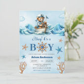 Ahoy It's a Boy 航海の Baby Shower - モダン 招待状 (スタンド正面)
