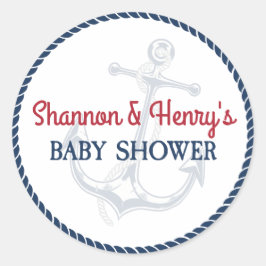 Ahoy It's a Boy 航海の Baby Shower ラウンドシール