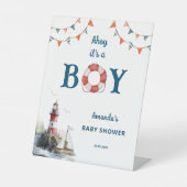 Ahoy It's a Boy 航海の Baby Shower 台座サイン (正面)