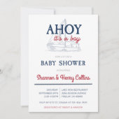 Ahoy It's a Boy 航海の Baby Shower 招待状 (正面)