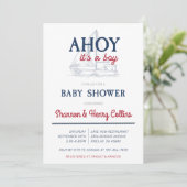Ahoy It's a Boy 航海の Baby Shower 招待状 (スタンド正面)