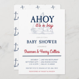 Ahoy It's a Boy 航海の Baby Shower 招待状