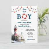 Ahoy It's a Boy 航海の Baby Shower 招待状 (スタンド正面)