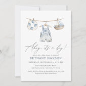 Ahoy It's a Boy 航海の Baby Shower 招待状 (正面)