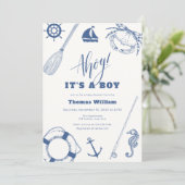Ahoy It's A Boy 航海の Baby Shower 招待状 (スタンド正面)
