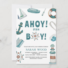 AHOY Its a Boy, 航海の Baby Shower 招待状