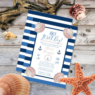 Ahoy It's A Boy 航海の Baby Shower 招待状