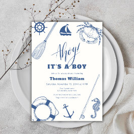 Ahoy It's A Boy 航海の Baby Shower 招待状