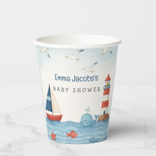 Ahoy It's a Boy 航海の Baby Shower 紙コップ (正面)