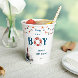 Ahoy It's a Boy 航海の Baby Shower 紙コップ