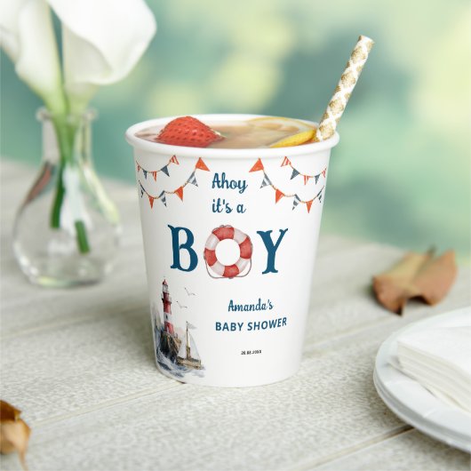 Ahoy It's a Boy 航海の Baby Shower 紙コップ (インサイチュ)