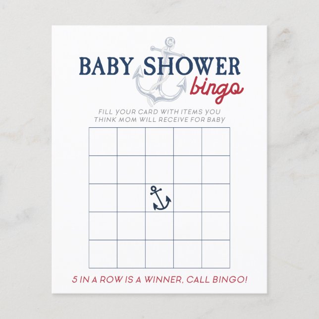 Ahoy It's a Boy 航海の Baby Shower Bingo Game (正面)