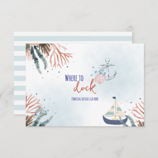 Ahoy It's a Boy 航海の Baby Shower Enclosure Car エンクロージャーカード (正面/裏面)