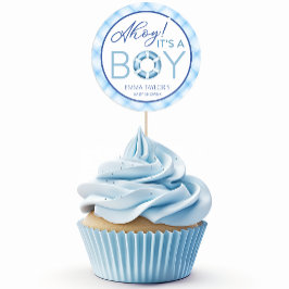 Ahoy It's a Boy 航海の Baby Shower Favoritesステッカー ラウンドシール