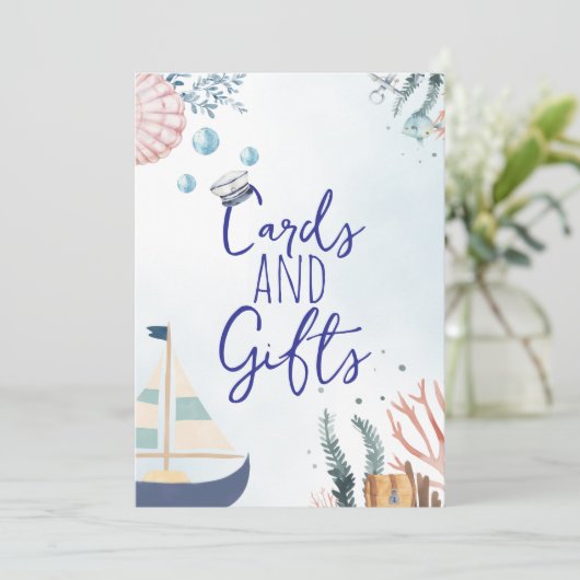 Ahoy It's a Boy 航海の Baby Shower Gift Sign (スタンド正面)