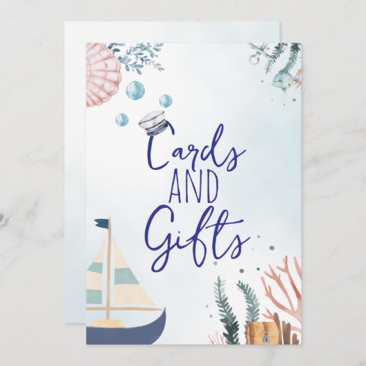 Ahoy It's a Boy 航海の Baby Shower Gift Sign (正面/裏面)