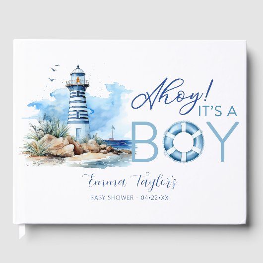 Ahoy It's a Boy 航海の Baby Shower Guest Book ゲストブック (正面)