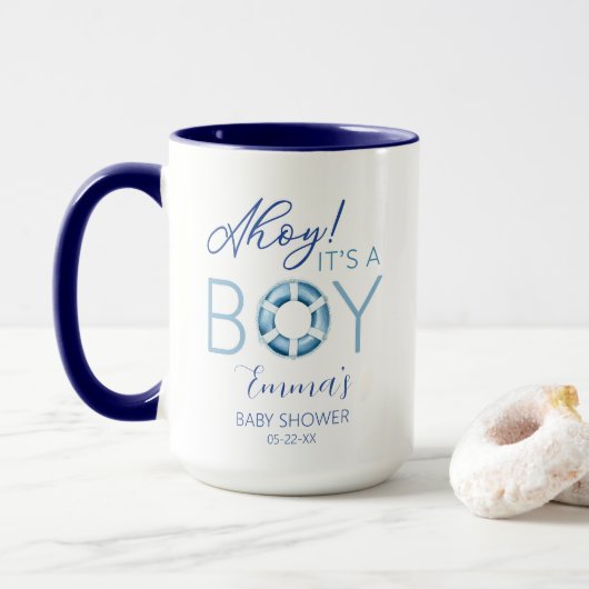 Ahoy It's a Boy 航海の Baby Shower Mug for Guest マグカップ (ドーナツ付き)