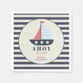 Ahoy It's a Boy 航海の Baby Shower Napkins スタンダードカクテルナプキン (正面)