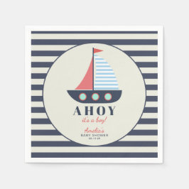 Ahoy It's a Boy 航海の Baby Shower Napkins スタンダードカクテルナプキン