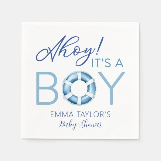 Ahoy It's a Boy 航海の Baby Shower Napkins スタンダードカクテルナプキン (正面)