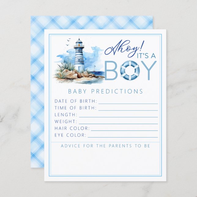 Ahoy It's a Boy 航海の Baby Shower Prediction (正面/裏面)
