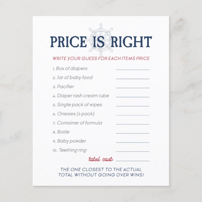 Ahoy It's a Boy 航海の Baby Shower Price Game (正面)