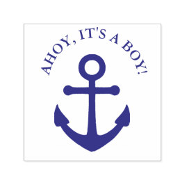 Ahoy It's a Boy 航海の Baby Shower Stamp セルフインキングスタンプ