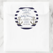 Ahoy It's a Boy 航海の Baby Shower Stickers ラウンドシール (バッグ)