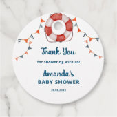 Ahoy It's a Boy 航海の Baby Shower Thank You フェイバータグ (正面)