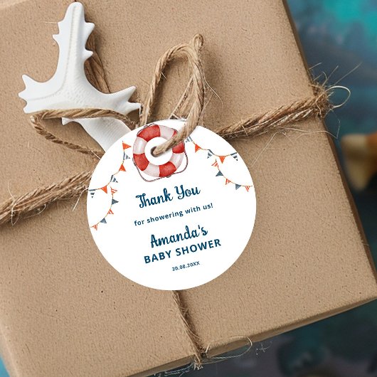 Ahoy It's a Boy 航海の Baby Shower Thank You フェイバータグ