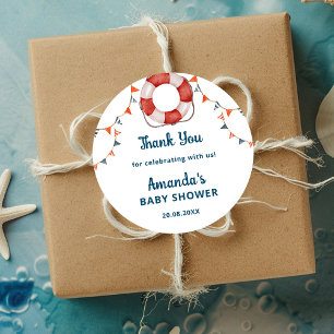 Ahoy It's a Boy 航海の Baby Shower Thank You ラウンドシール